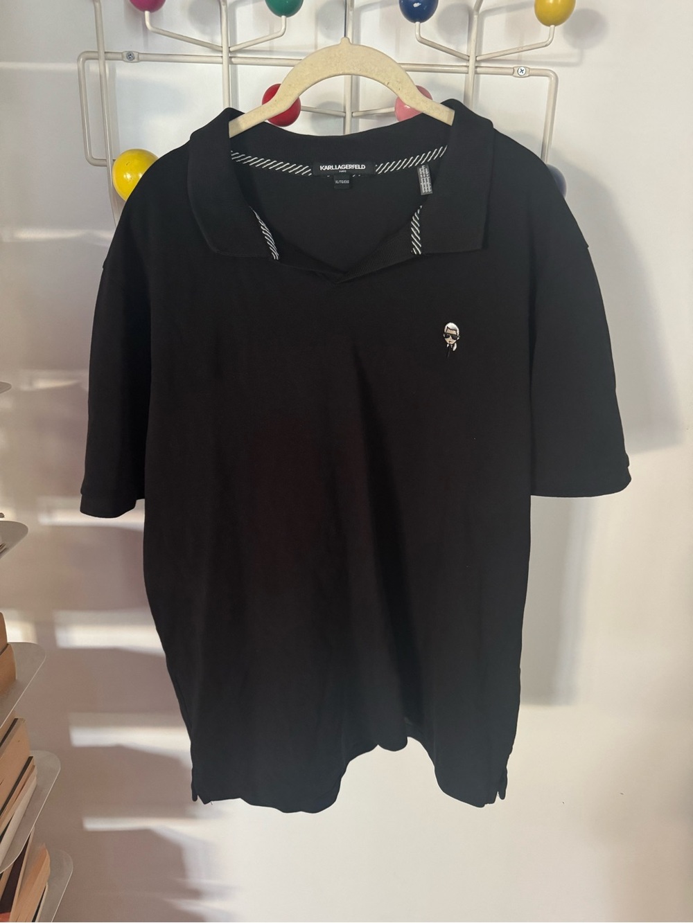 Karl Lagerfeld Black Short-Sleeve Polo with Iconic Embroidered Logo